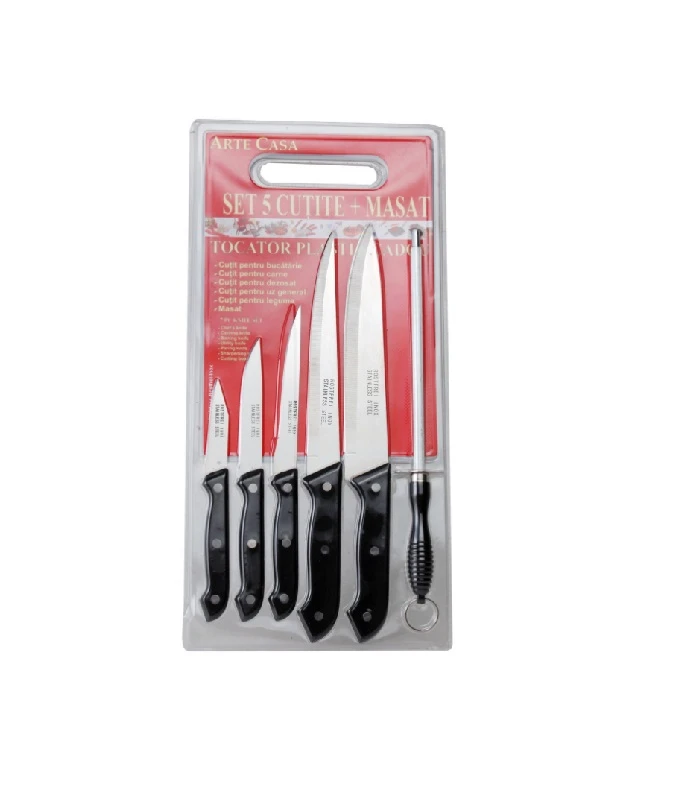 Set cutite inox maner plastic negru Arte Casa jj-75 icos